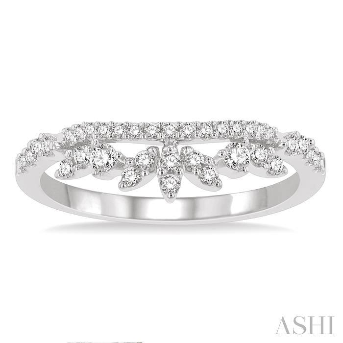 1/3 Ctw Alternating Marquise and Circular Mount Round Cut Diamond Curved Band in 14K White Gold