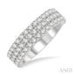 1 1/4 Ctw Triple Row Round Cut Diamond Wedding Band in 14K White Gold