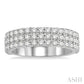 1 1/4 Ctw Triple Row Round Cut Diamond Wedding Band in 14K White Gold