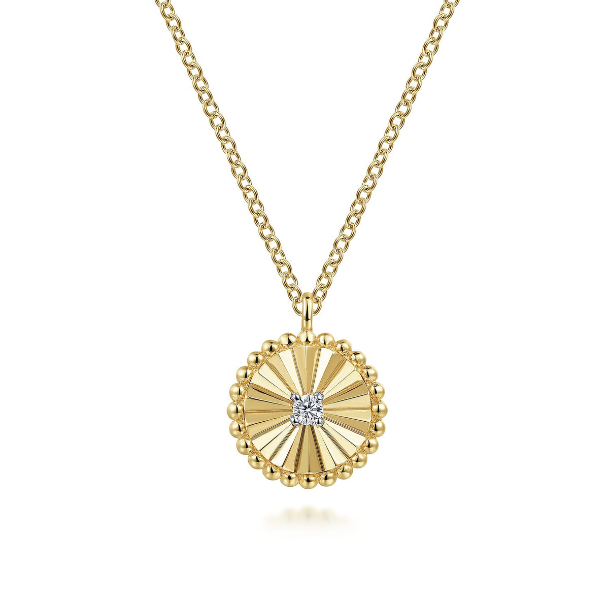Gabriel & Co. Diamond Cut - 14K White-Yellow Gold Bujukan Diamond Cut Pendant Necklace .03CTW