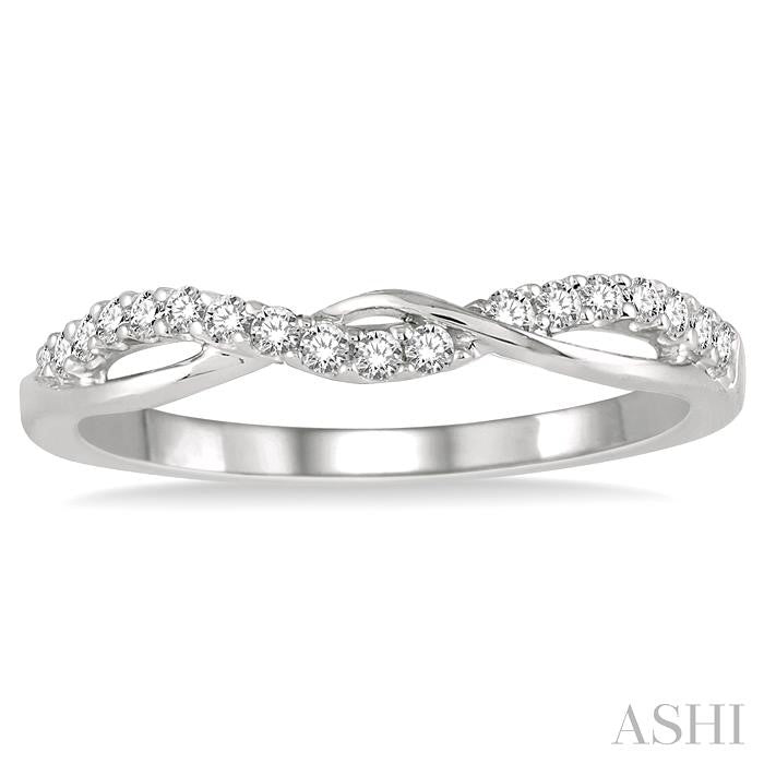 1/5 Ctw Twisted Top Round Cut Diamond Wedding Band in 14K White Gold