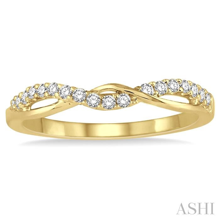 1/5 Ctw Twisted Top Round Cut Diamond Wedding Band in 14K Yellow Gold