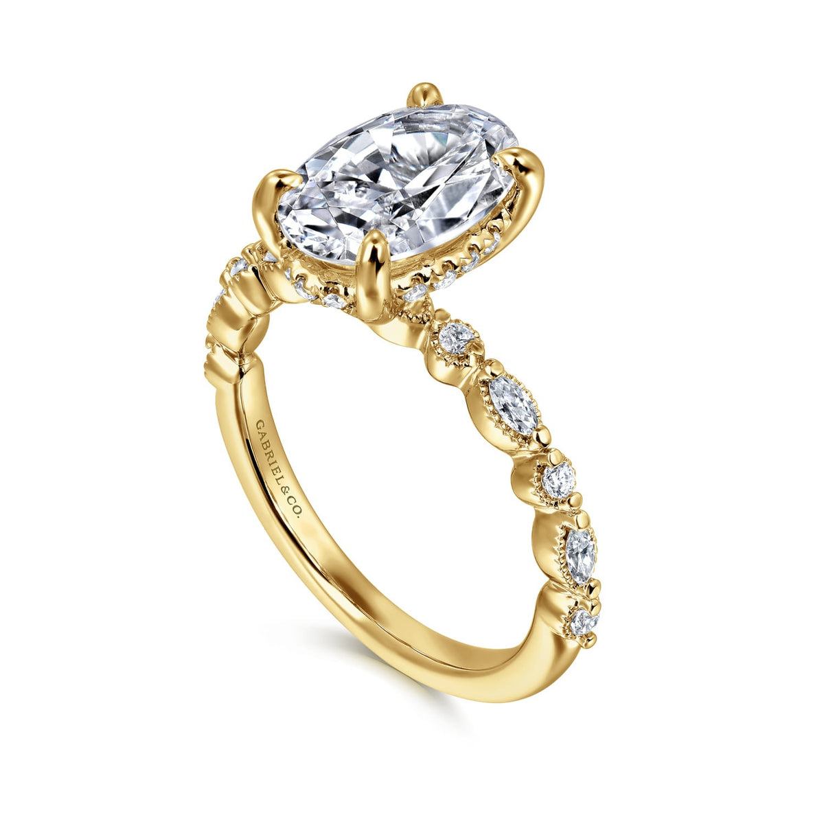 Gabriel & Co. Lanna - 14K Yellow Gold Diamond Engagement Ring 10.5X7 OVAL SEMI 1/3CTW