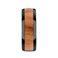 ODYSSEY Black Ceramic Wedding Band with Domed Polished Finish and Carpathian Elm Wood Inlay - 8mm