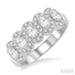 1 Ctw Oval Shape 5 Stone Oval & Round Cut Diamond Halo Wedding Band in 14K White Gold