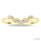 1/8 Ctw Curvy Chevron Leaf Motif Round Cut Diamond Fashion Band in 14K Yellow Gold