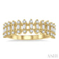 1/2 Ctw Twin Face Bar Row Baguette and Round Cut Diamond Fashion Band in 14K Yellow Gold