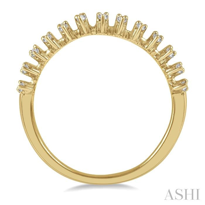 1/2 Ctw Twin Face Bar Row Baguette and Round Cut Diamond Fashion Band in 14K Yellow Gold