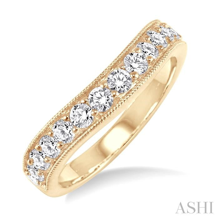 1 Ctw Round Cut Diamond 'V' Shape Band in 14K Yellow Gold
