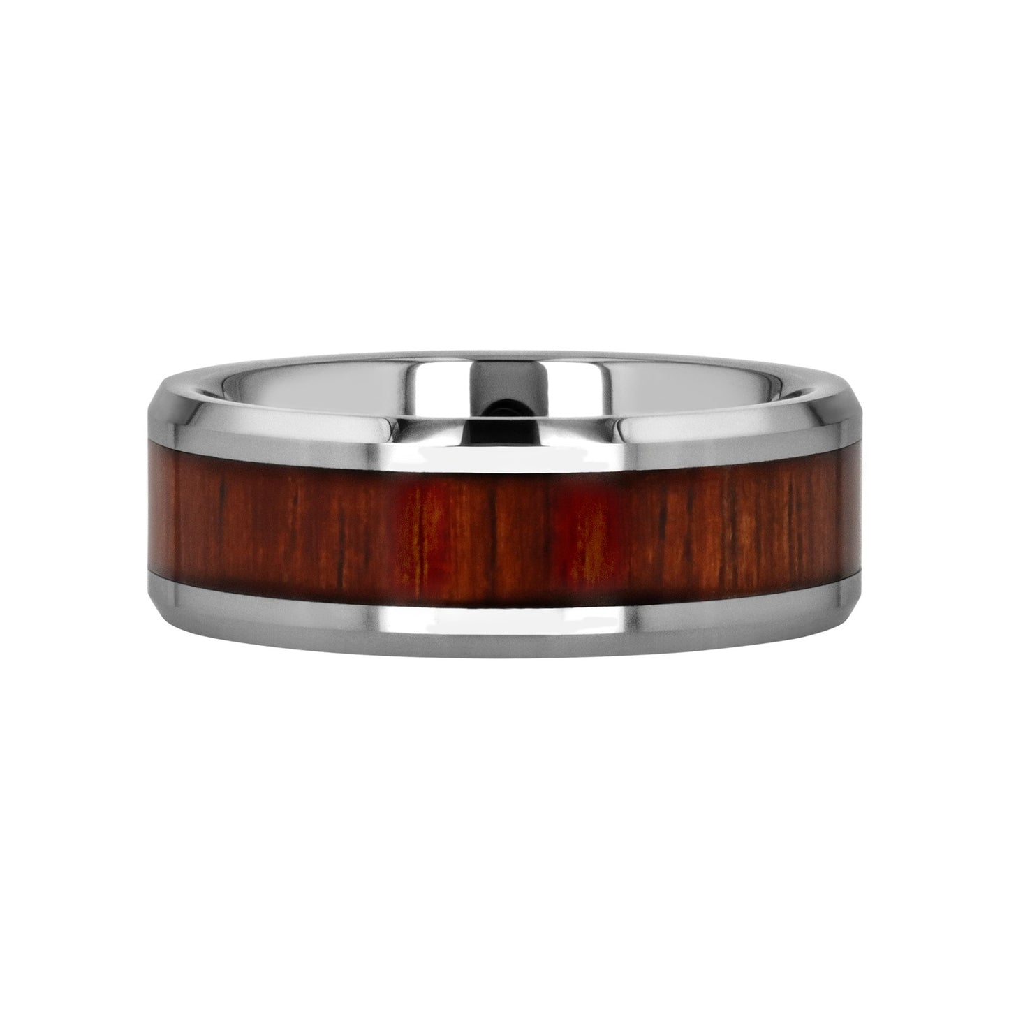 KONA Koa Wood Inlaid Tungsten Carbide Ring with Bevels - 4mm - 12mm - 6mm