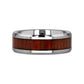 KONA Koa Wood Inlaid Tungsten Carbide Ring with Bevels - 4mm - 12mm - 8mm