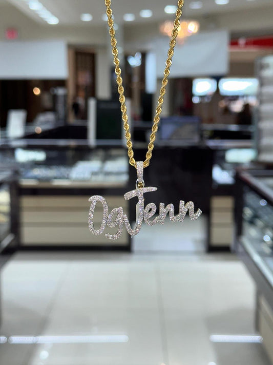 10k Yellow gold/white gold 3.50ctw custom Diamond name plate