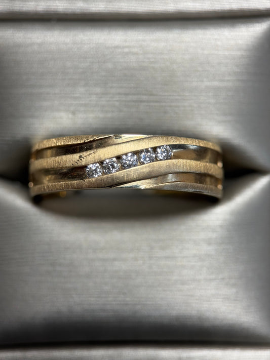 Mens Vintage Estate 14k Yellow Gold Diamond Ring .17ctw