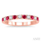 2.2 MM Round Cut Ruby and 1/5 Ctw Round Cut Diamond Precious Band in 14K Rose Gold
