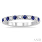 2.2 MM Round Cut Sapphire and 1/5 Ctw Round Cut Diamond Precious Band in 14K White Gold
