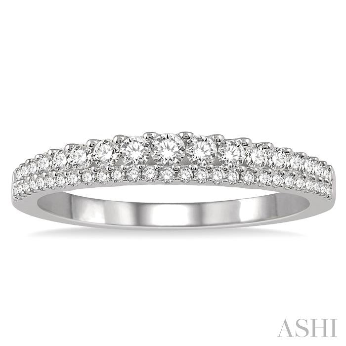 3/8 Ctw Double Row Round Cut Diamond Band in 14K White Gold