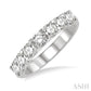 1 Ctw 7 Stone Round Cut Diamond Wedding Band in 14K White Gold