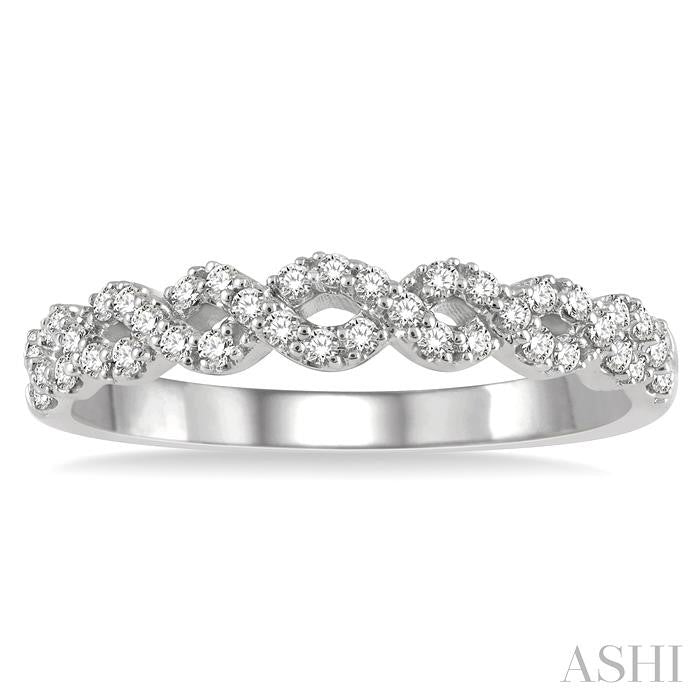 1/4 Ctw Entwined Open Center Round Cut Diamond Stackable Twist Band in 14K White Gold