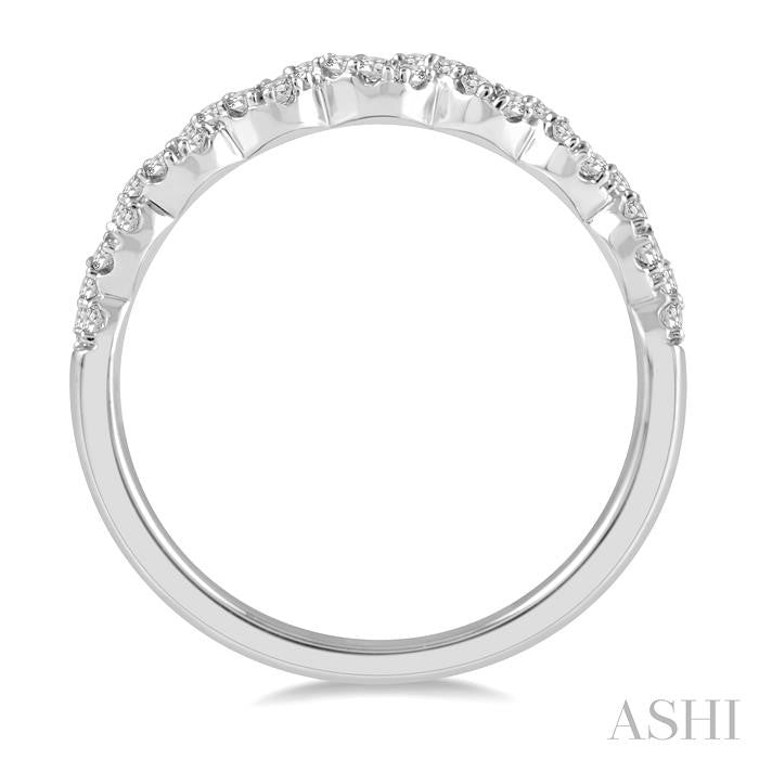 1/4 Ctw Entwined Open Center Round Cut Diamond Stackable Twist Band in 14K White Gold