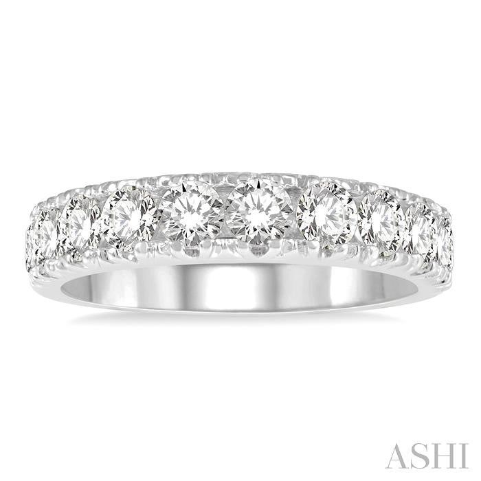 2 Ctw 11 Stone Round Cut Diamond Wedding Band in 14K White Gold