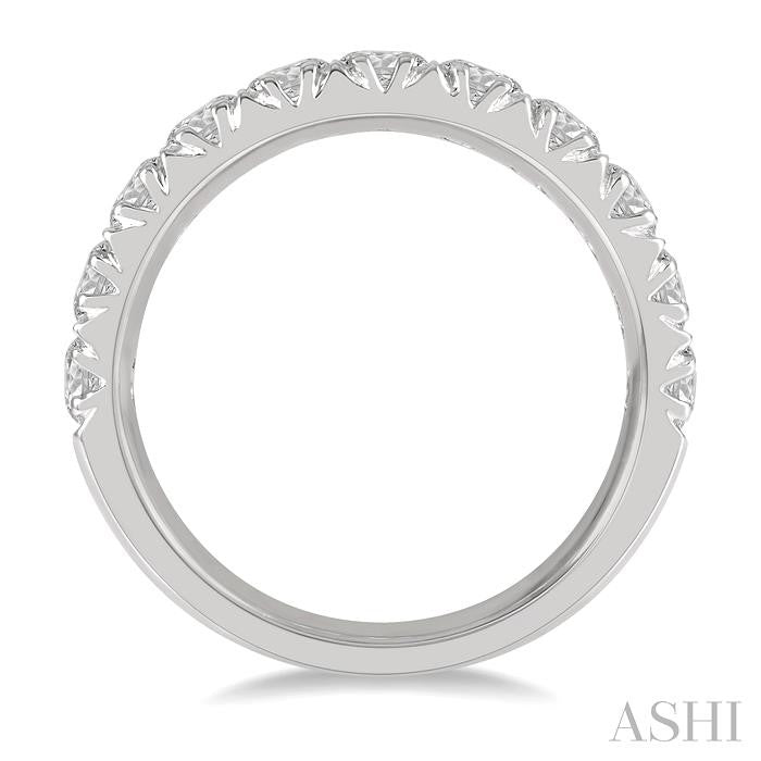 2 Ctw 11 Stone Round Cut Diamond Wedding Band in 14K White Gold