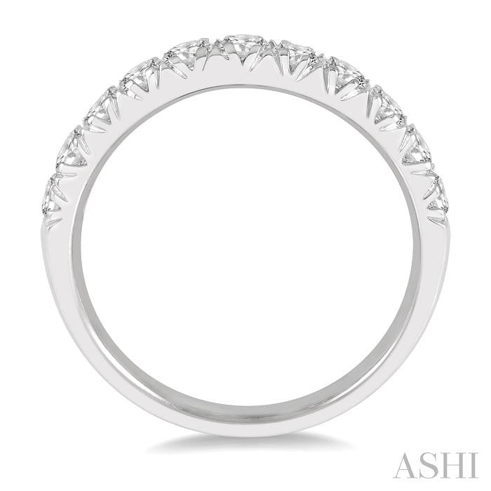 3/4 Ctw 11 Stone Round Cut Diamond Wedding Band in 14K White Gold