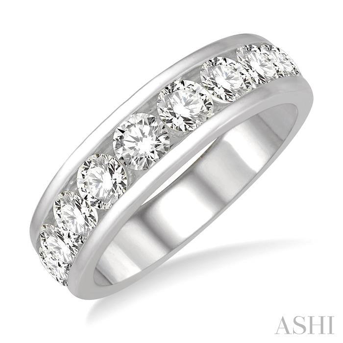 2 Ctw Channel Set 11 Stone Round Cut Diamond Wedding Band in 14K White Gold