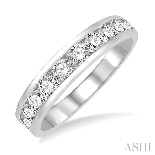 1 Ctw Channel Set 11 Stone Round Cut Diamond Wedding Band in Platinum