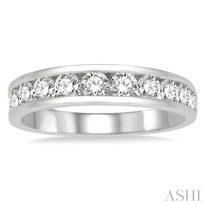 1 Ctw Channel Set 11 Stone Round Cut Diamond Wedding Band in Platinum
