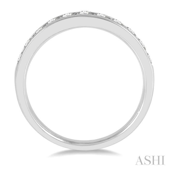 1/2 Ctw Channel Set 11 Stone Round Cut Diamond Wedding Band in 14K White Gold