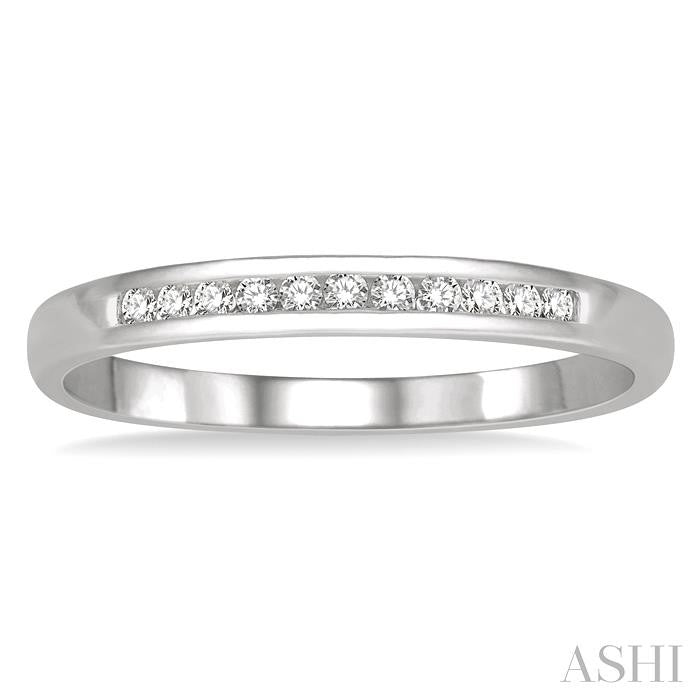 1/10 Ctw Channel Set 11 Stone Round Cut Diamond Wedding Band in 14K White Gold