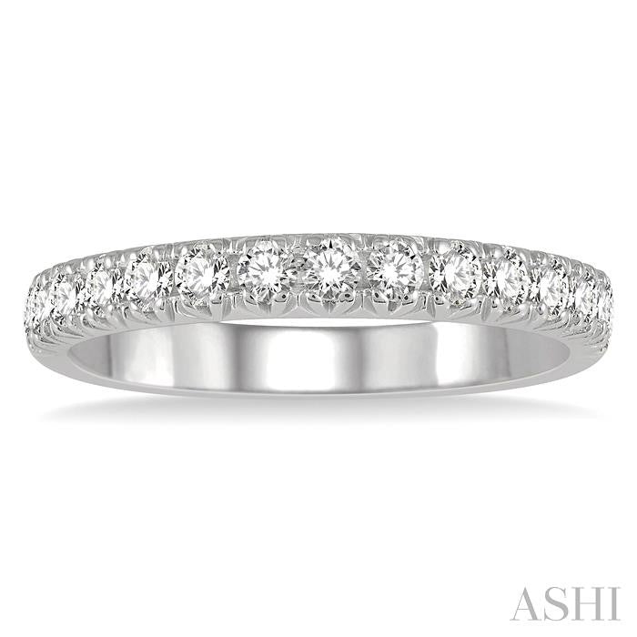 1/2 Ctw 15Stones Round Cut Diamond Wedding Band in 14K White Gold