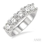 2 Ctw 5 Stone Round Cut Diamond Wedding Band in 14K White Gold