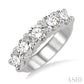 3 Ctw 5 Stone Round Cut Diamond Wedding Band in 14K White Gold