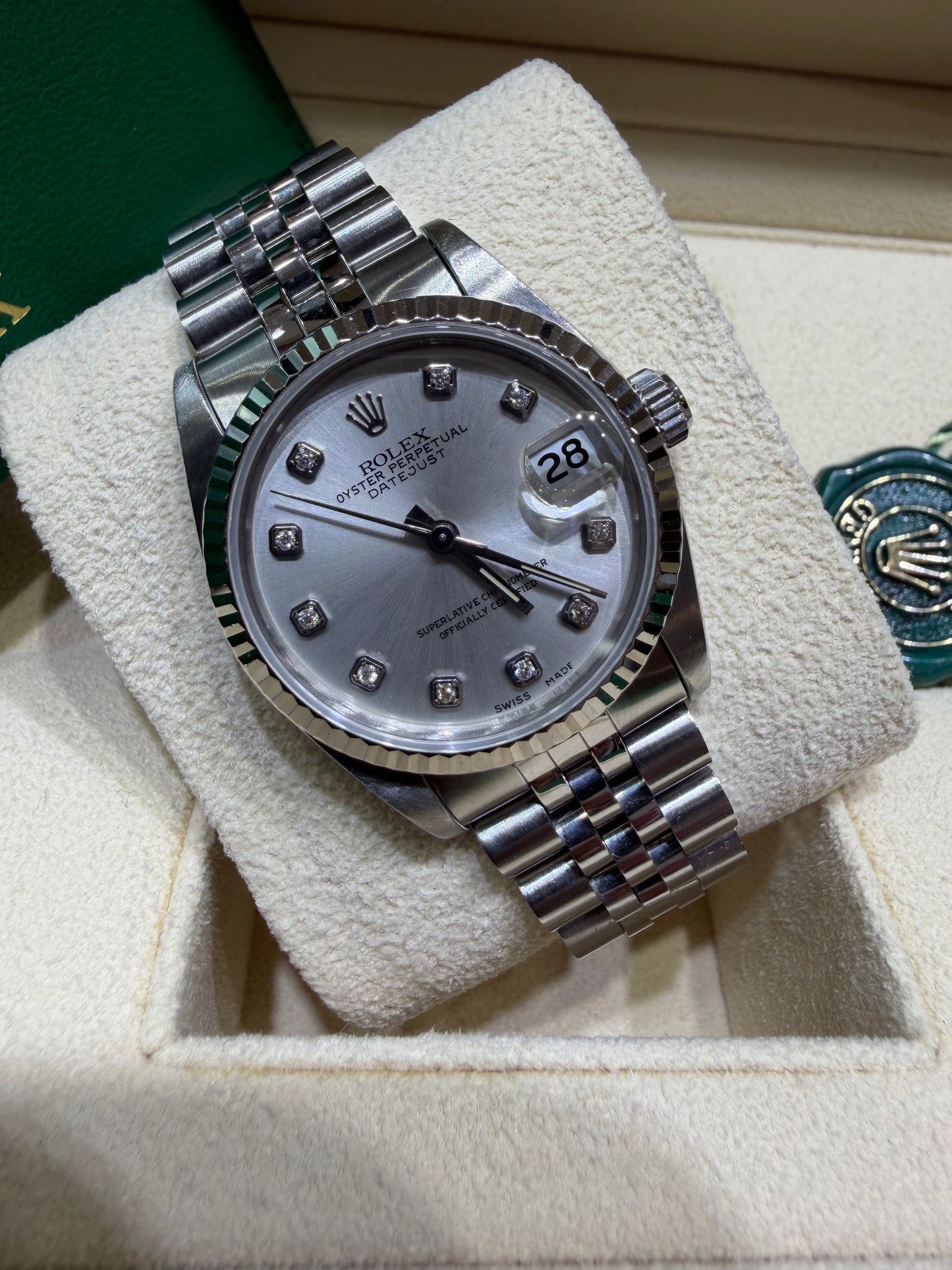 Rolex Datejust 31mm 68274 Silver Diamond Dial – Pre-Owned | Monica Jewelers