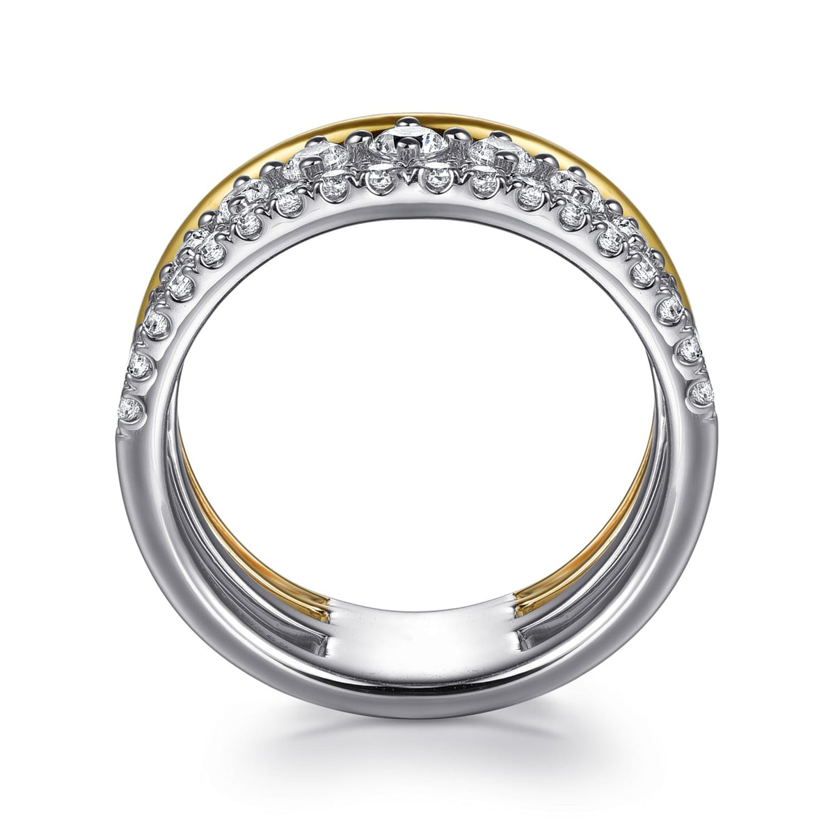 Gabriel & Co. 14K White Yellow Gold Graduating Diamond Easy Stackable Ring 3/4CTW SZ6.5