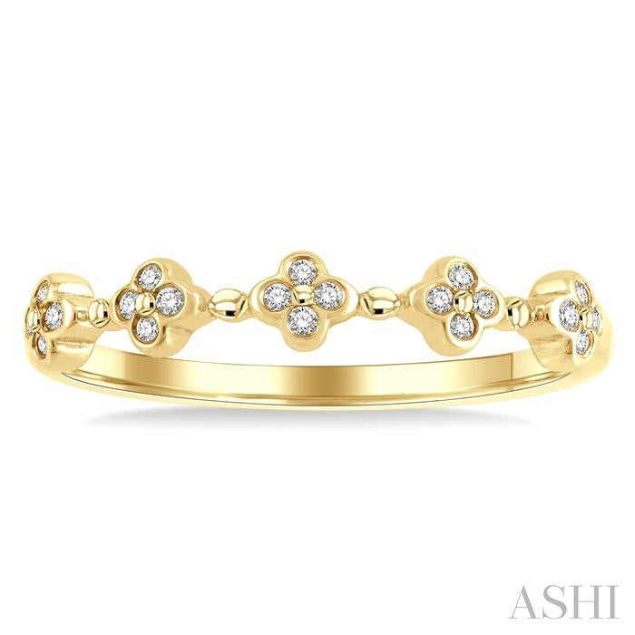 1/10 Ctw Floral Cutout Round Cut Diamond Stackable Fashion Band in 10K Yellow Gold