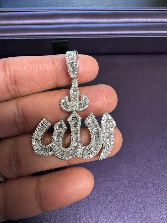 10k White Gold Diamond Allah pendant Vs