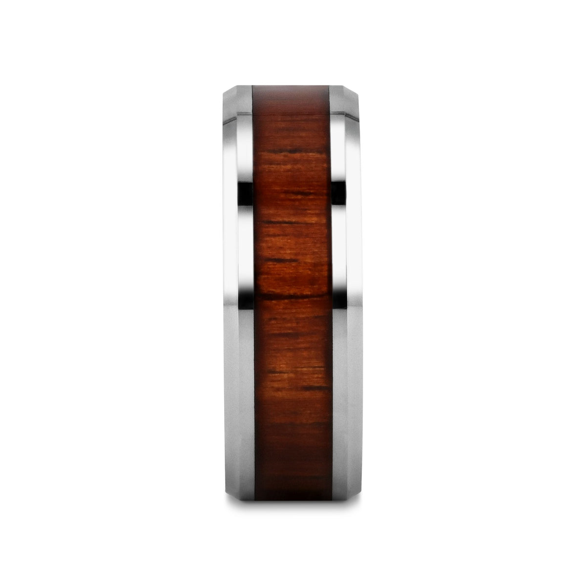 KONA Koa Wood Inlaid Tungsten Carbide Ring with Bevels - 4mm - 12mm - 6mm