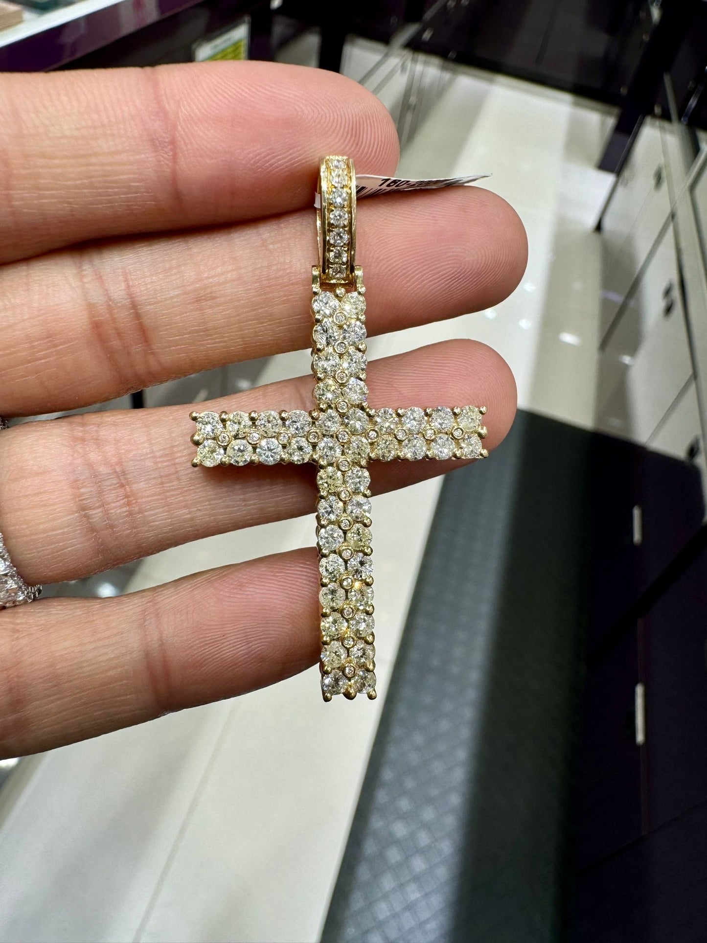 10k yellow gold 3.85ctw Diamond Cross Pendant