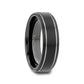 NOCTURNE Black Beveled Tungsten Carbide Band with Polished Grooves and Brushed Finish - 6mm or 8mm