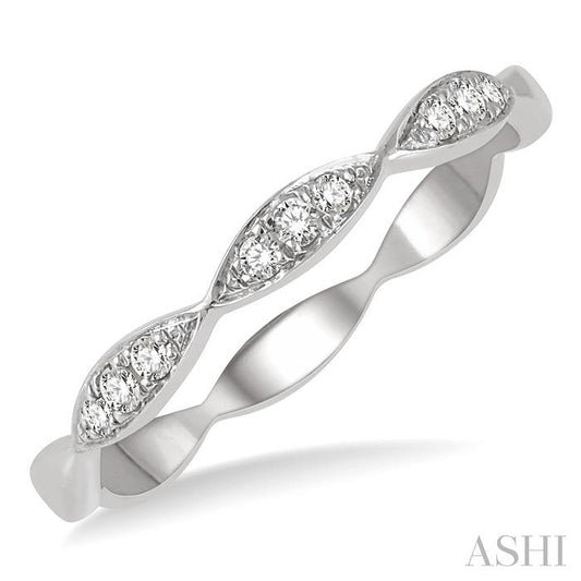 1/10 Ctw Marquise Lattice Round Cut Diamond Stackable Band in 14K White Gold
