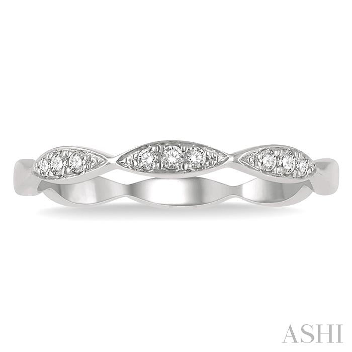 1/10 Ctw Marquise Lattice Round Cut Diamond Stackable Band in 14K White Gold