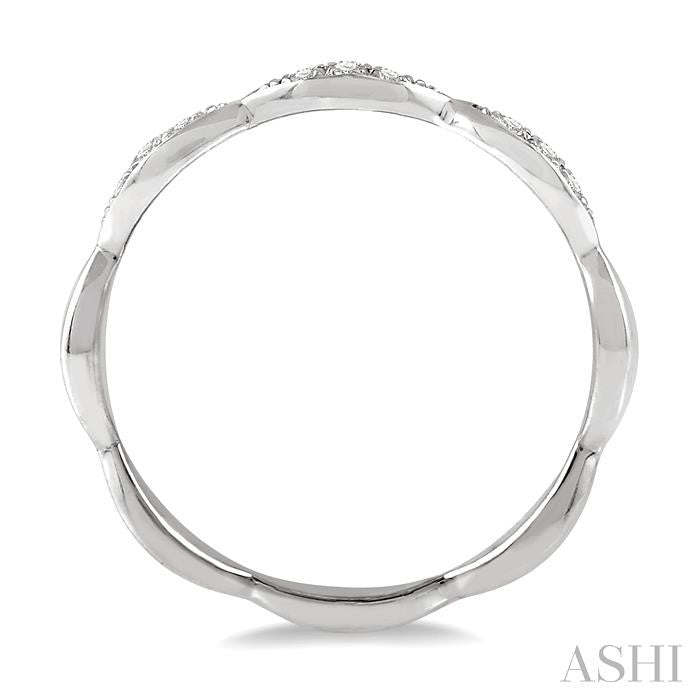 1/10 Ctw Marquise Lattice Round Cut Diamond Stackable Band in 14K White Gold