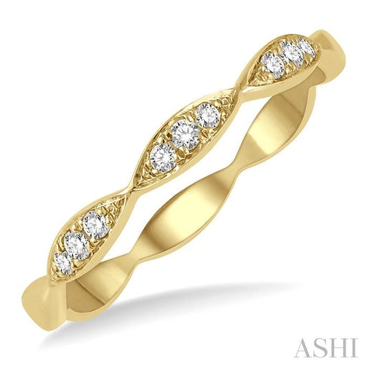 1/10 Ctw Marquise Lattice Round Cut Diamond Stackable Band in 14K Yellow Gold