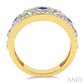 2.2&2.6 MM Princess Cut Sapphire and 1/3 Ctw Round Cut Diamond Precious Band in 14K Yellow and White Gold