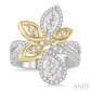 7/8 Ctw Round Cut Diamond Lovebright Ring in 14K White and Yellow Gold