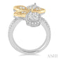 7/8 Ctw Round Cut Diamond Lovebright Ring in 14K White and Yellow Gold