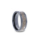 ALLOSAURUS Black Ceramic Flat Beveled Wedding Ring with White Dinosaur Bone Inlay - 8mm