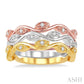 1/6 Ctw Marquise Shape Round Cut Diamond Triple Band Set in 14K Tri Color Gold